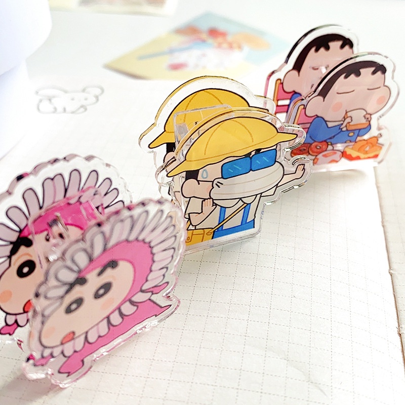 Kẹp Giữ Giấy Ghi Chú Bằng acrylic Hai Mặt Họa Tiết Hoạt Hình Cậu Bé Bút Chì shin-chan Dễ Thương