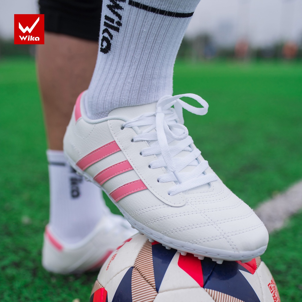 Giày Đá Bóng Wika 3 Sọc Da Nhăn Chính Hãng Đã Khâu Toàn Bộ Đế
