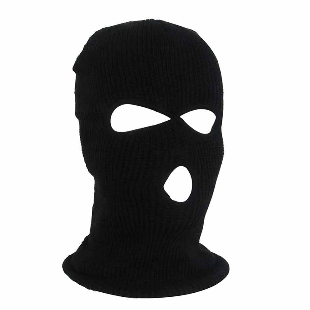 Knit Ski Mask 3 Hole Full Face Cover Adult Embroidered Balaclava Warm Knit Ski Face Cover Thermal Knitted Head Wrap for Men