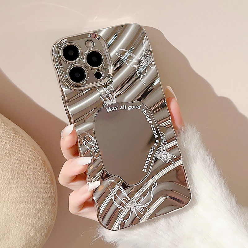 Ốp Điện Thoại Dẻo Tráng Gương Họa Tiết Bươm Bướm & Sóng Nước Độc Đáo Cho iphone 15 pro max 14 13 12 11 max xr ix 78plus