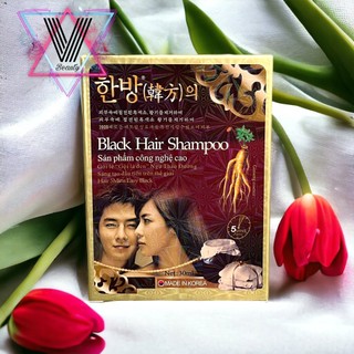 dầu gội nhuộm tóc black hair shampoo Hàn Quốc hộp 2 gói 30ml