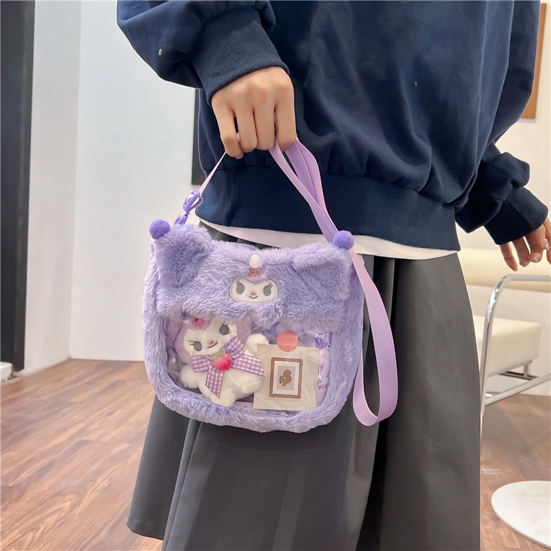 Sanrio Túi Đeo Chéo Hình kuromi cinnamoroll my melody hello kitty Bằng Lông Nhung Dễ Thương Xinh Xắn