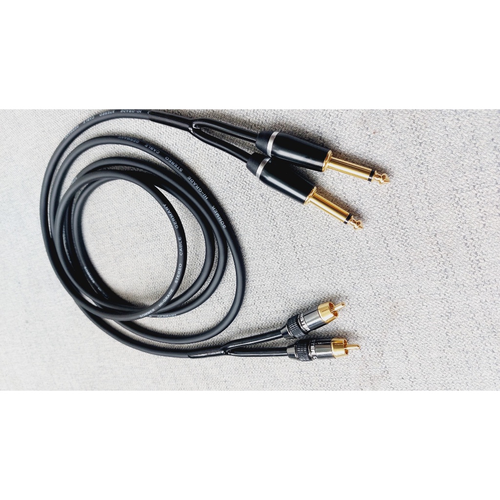 Dây tín hiệu 2 đầu jack 6ly  sang 2 đầu AV hoa sen dài 1M/2M/3M - Dây Sommer chuyển từ 2 jack 6 ly ra 2 đầu AV