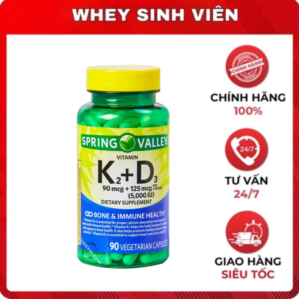  Spring Valley Vitamin K2 D3   - Thực phẩm bổ sung sức khỏe toàn diện