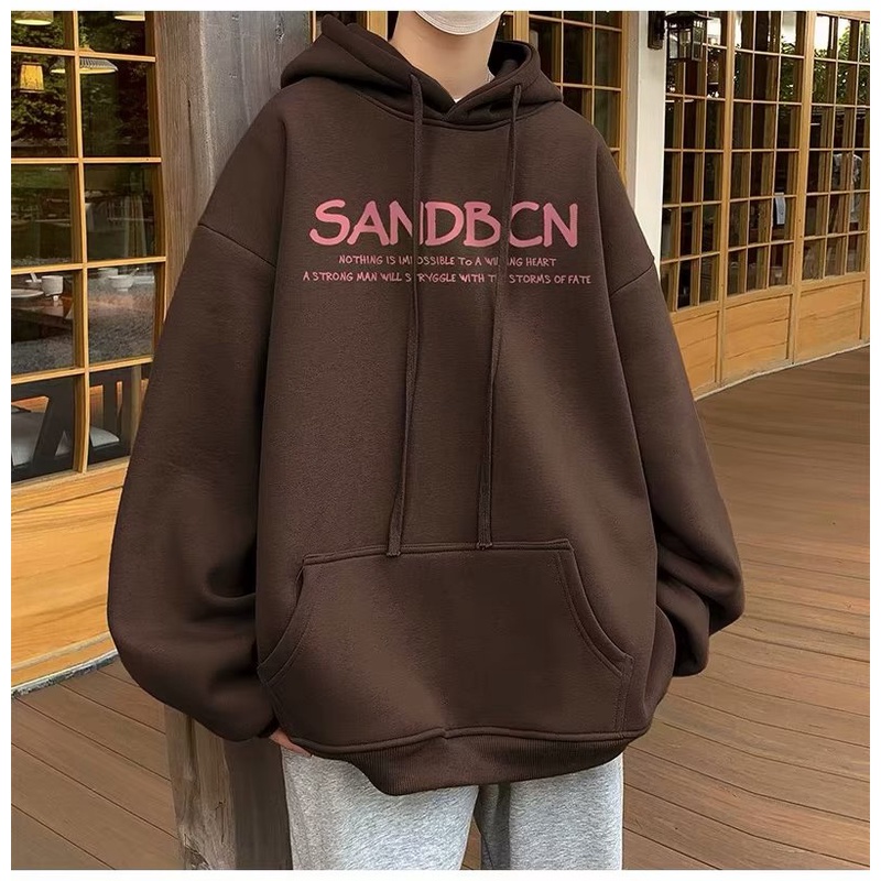 Áo hoodie Tay Dài Dáng Rộng Có In Hình Phong Cảnh Hàn Quốc Thời Trang Cho Nam