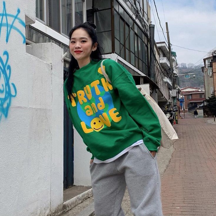 AZQR spot Korean style niche fashion NOKO smiley face foam letter printing round neck men's and women's autumn Terry sweater