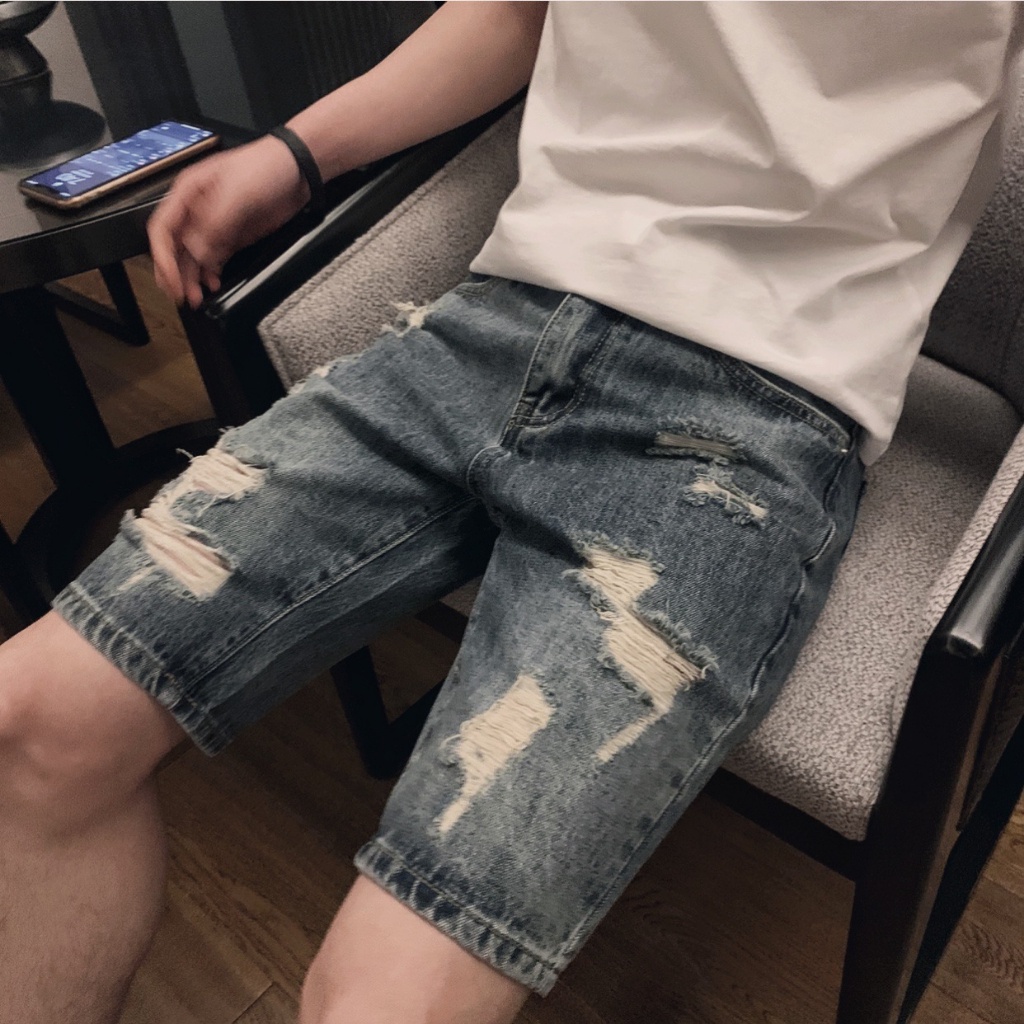 SP Quần short jean nam Quần jean nam rách Quần Jeans Lửng Thời Trang Dành Cho Nam quần bò nam quần đùi nam