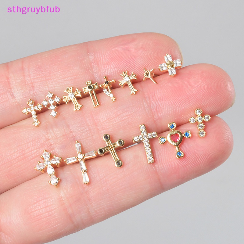 Sthb 1 Bông Tai Chữ Thập Đính Đá zircon Cho Nữ vn