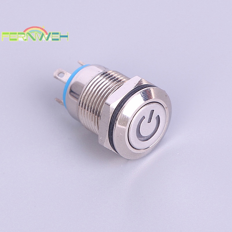 Công Tắc Nhấn Đèn led 12mm 12v Bằng Kim Loại Màu Đen Chống Thấm Nước