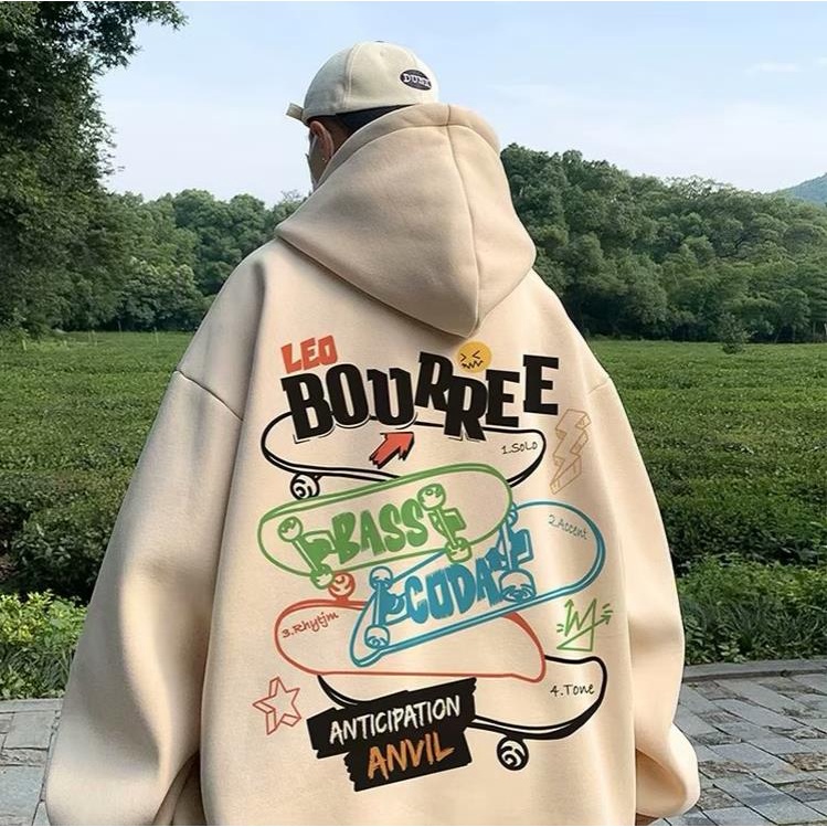 Áo hoodie Nhung Dày Tay Dài In Chữ graffiti Phong Cách Mỹ Thời Trang Mùa Thu Cho Nam Cỡ m-5xl