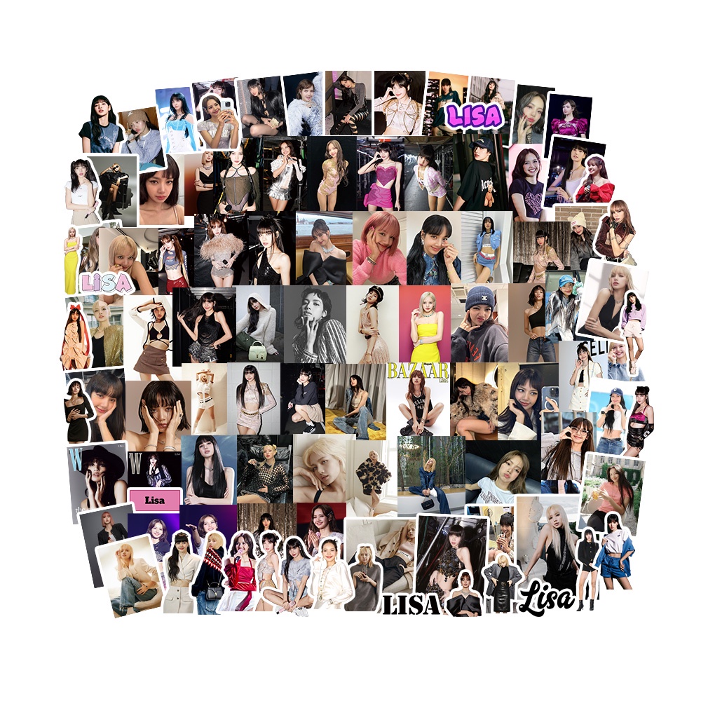 Bộ 40-190 sticker Dán Trang Trí Vali laptop Hành Lý Hình lisa rose jennie jisoo the girls Màu Hồng Venom