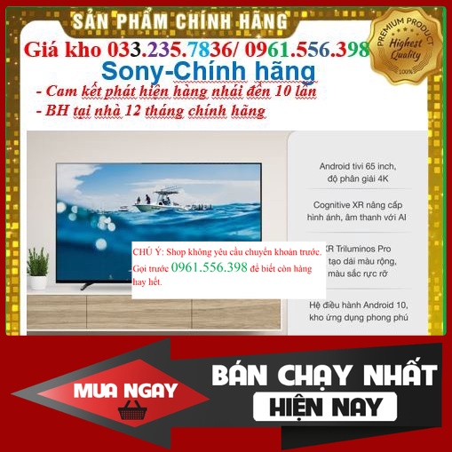 {SALE.} Smart Tivi OLED Sony 65 Inch 4K XR-65A80J &lt; Chính hãng BH:24 tháng tại nhà toàn quốc &gt; - Mới 100%