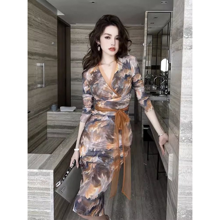 Đầm Ren Lưới Thắt Dây Hông