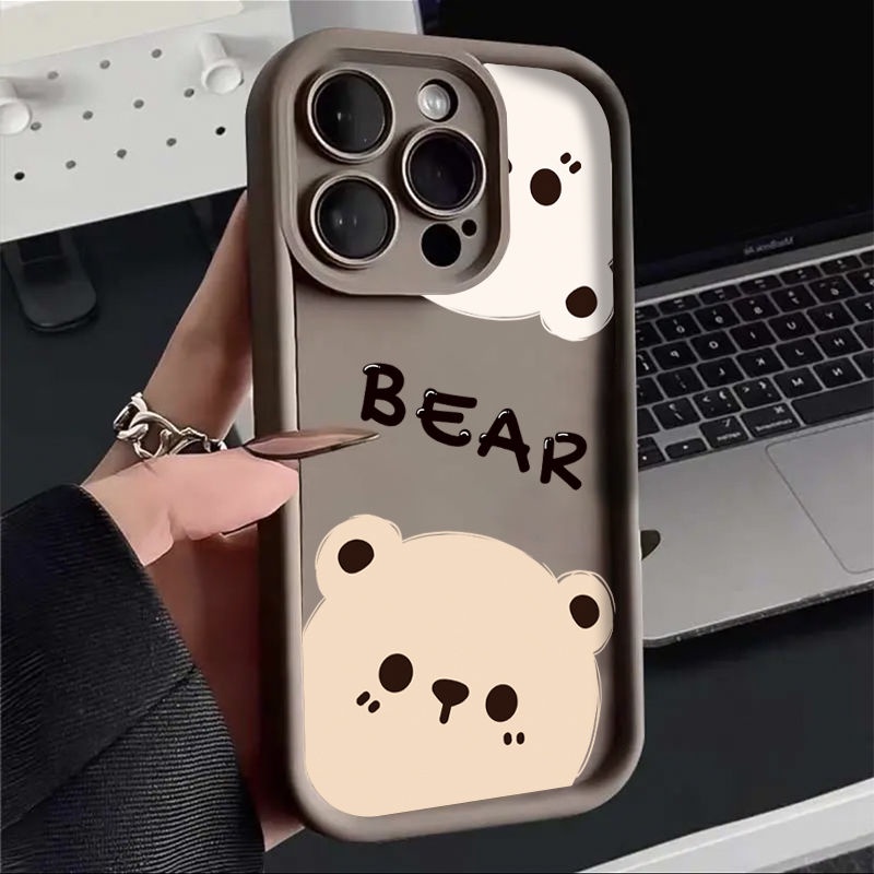 Ốp Điện Thoại Mềm In Hình Gấu Nâu Dễ Thương Cho Iphone 14Promax 13 / 12 11 15