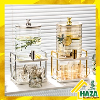 [SẴN] Bình nước thủy tinh có vòi 5L kèm kệ gốm sứ bộ 4 ly nước, Set bình nước 3.6L 5L phòng khách