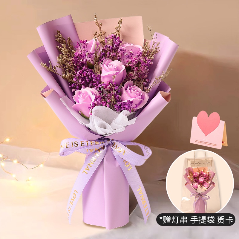 Bó Hoa Hồng Sáp Khô Sáng Tạo Làm Quà Tặng Sinh Nhật Bạn Trai Bạn Gái Hoa Cẩm Chướng gypsophila