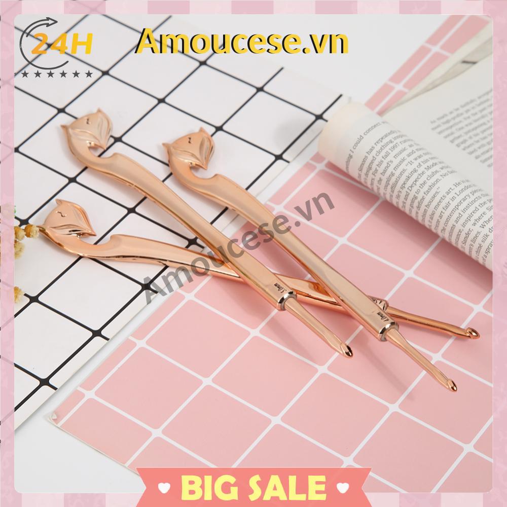 Bộ 8 Kim Móc Len Thủ Công Họa Tiết Cáo Vàng