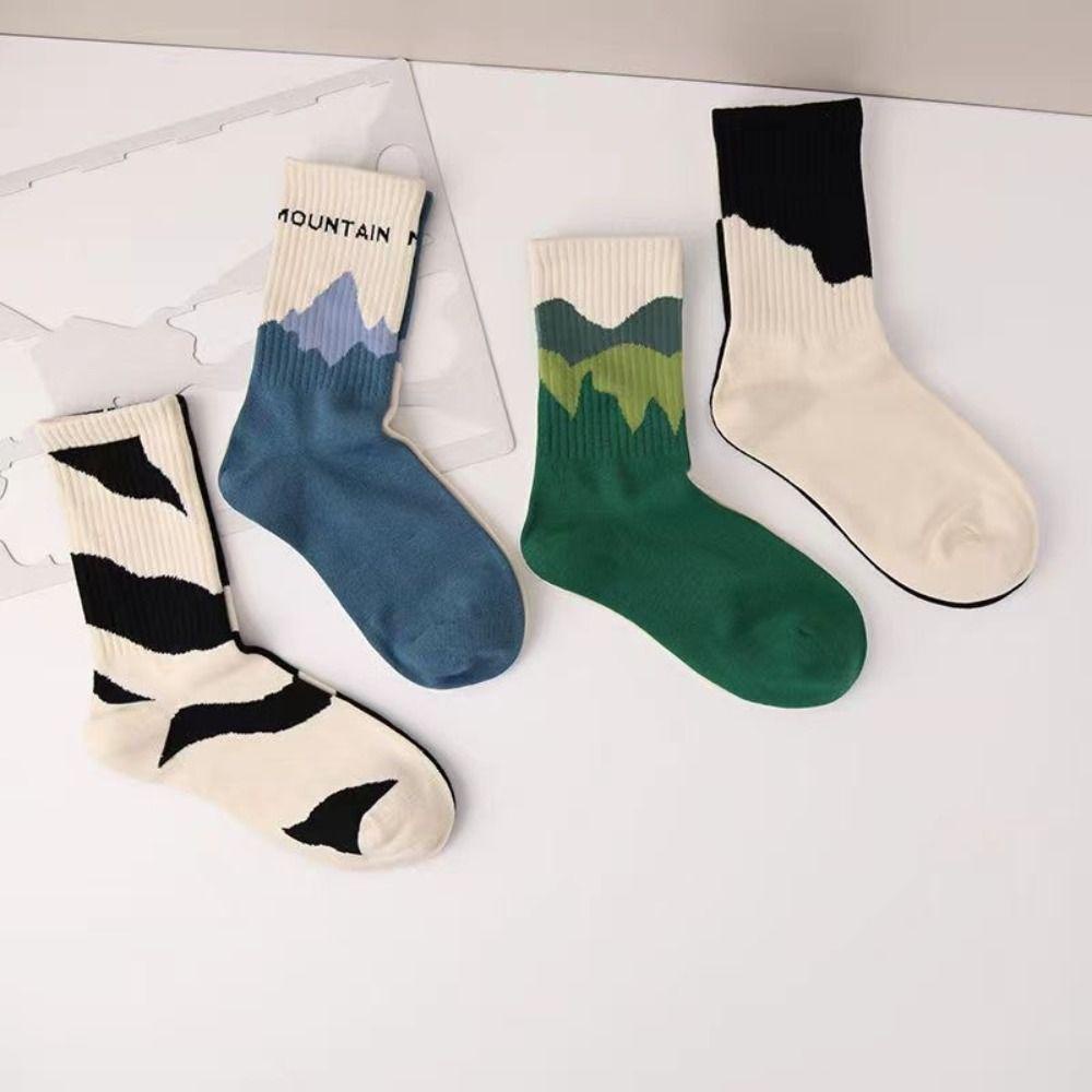 Kent1 Vớ cotton Dài Thoáng Khí Thiết Kế Không Đối Xứng Thời Trang Cá Tính Cho Nữ