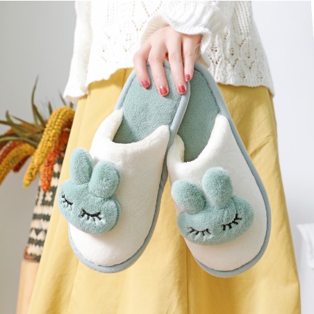 Dép Bông Hình Bé Thỏ Giữ Ấm Chân, Chống Trơn Trượt Dành Cho Nữ - Dép Lông Mang Trong Nhà Mềm Mại Mang Êm Chân