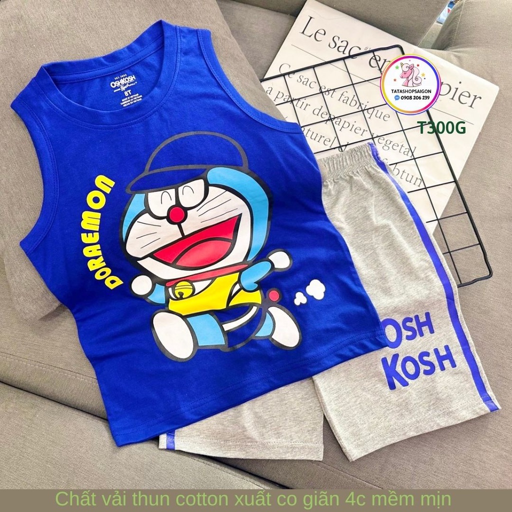 20 đến 30kg - Đồ bộ bé trai - Bộ ba lỗ sát nách cho bé trai size đại thun cotton mát mùa hè T300
