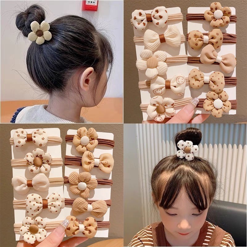 Set 5 Dây Buộc Tóc Co Giãn Nhiều Màu Sắc Cho Bé Gái
