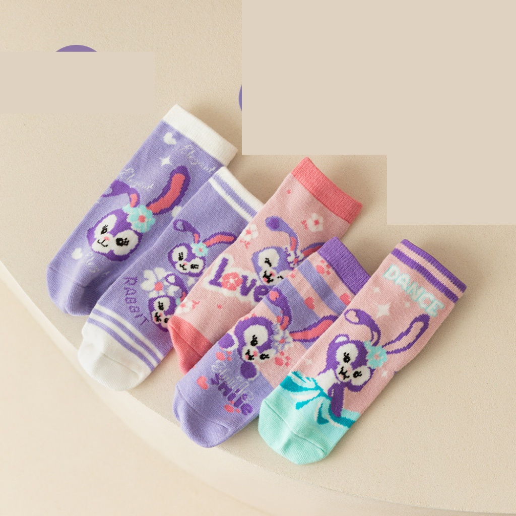 Set 5 đôi tất len gấu dâu nhân vật hoạt hình dễ thương cho bé gái hàng quảng châu
