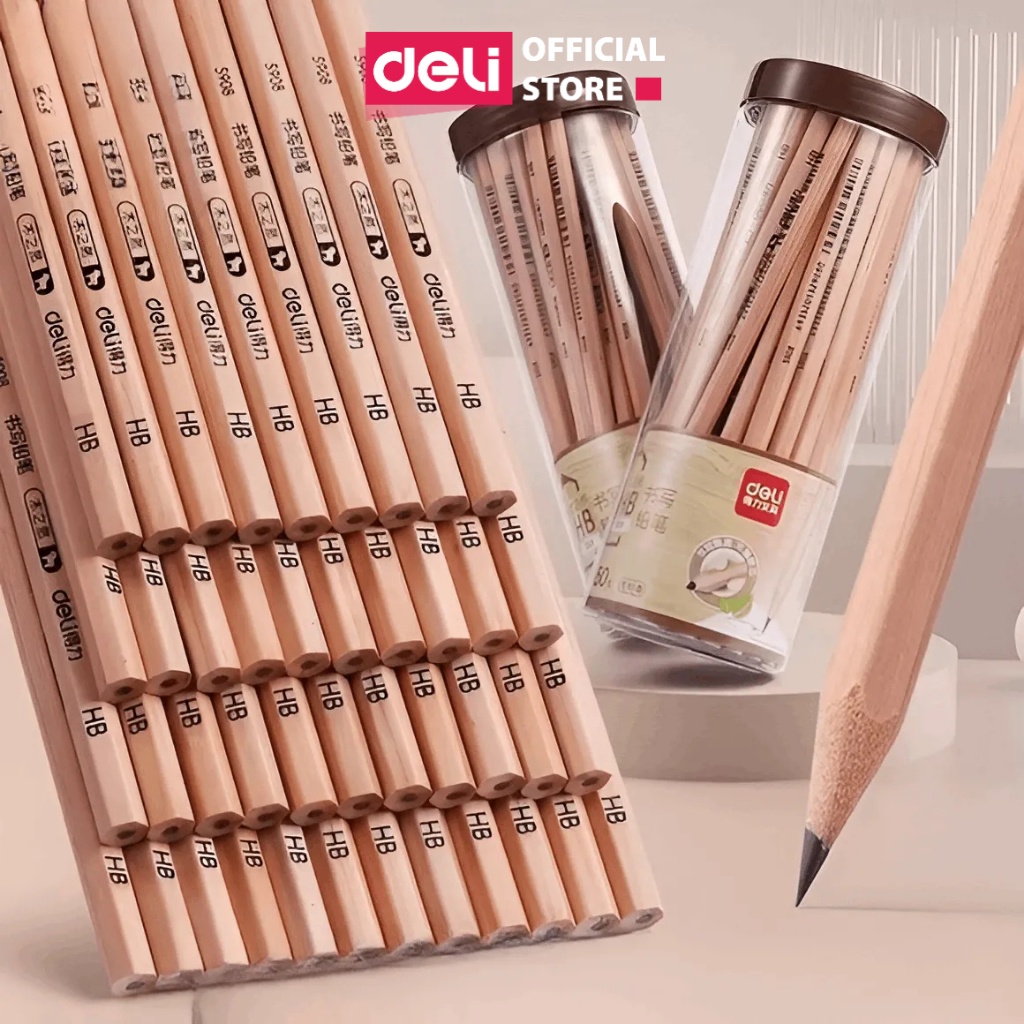 [HỌA CỤ DELI] Hộp 30 bút chì lục giác Deli - HB/2B thân gỗ tự nhiên, an toàn cho người sử dụng, vẽ mỹ thuật phác thảo