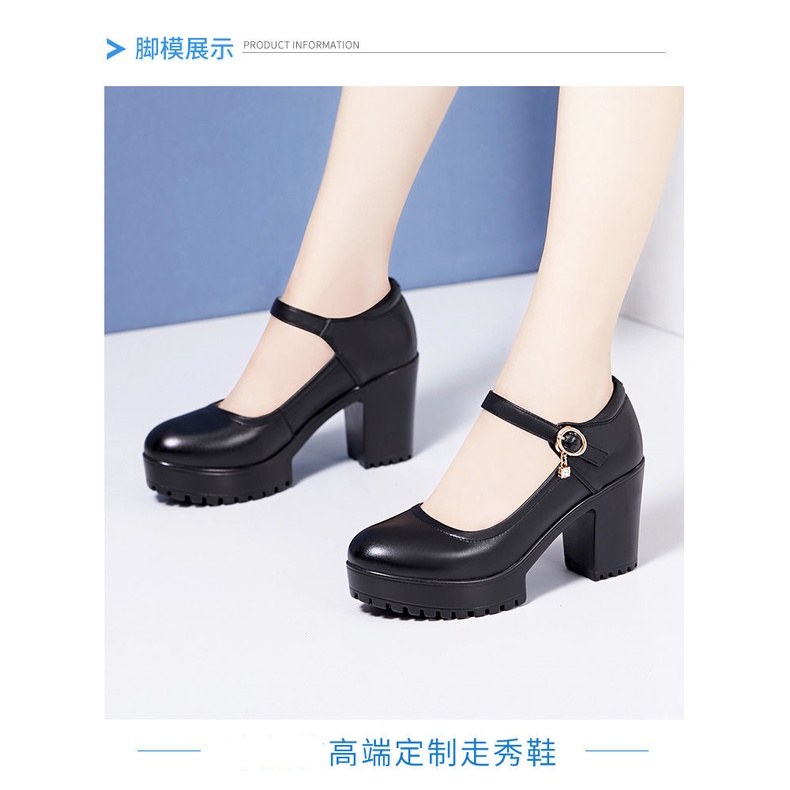 Giày Cao Gót Da Mềm Đế Dày Chống Thấm Nước Thời Trang Cho Phụ Nữ Trung Niên