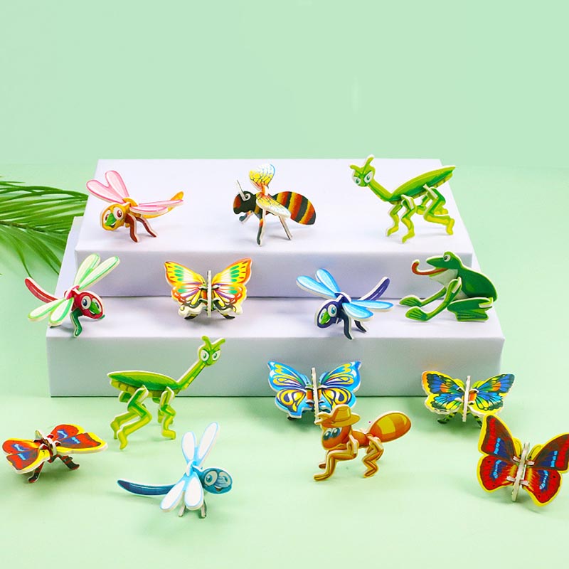 Bộ Đồ Chơi Xếp Hình 10 Miếng Giấy 3d diy Hình Côn Trùng Giáo Dục Sớm Cho Bé