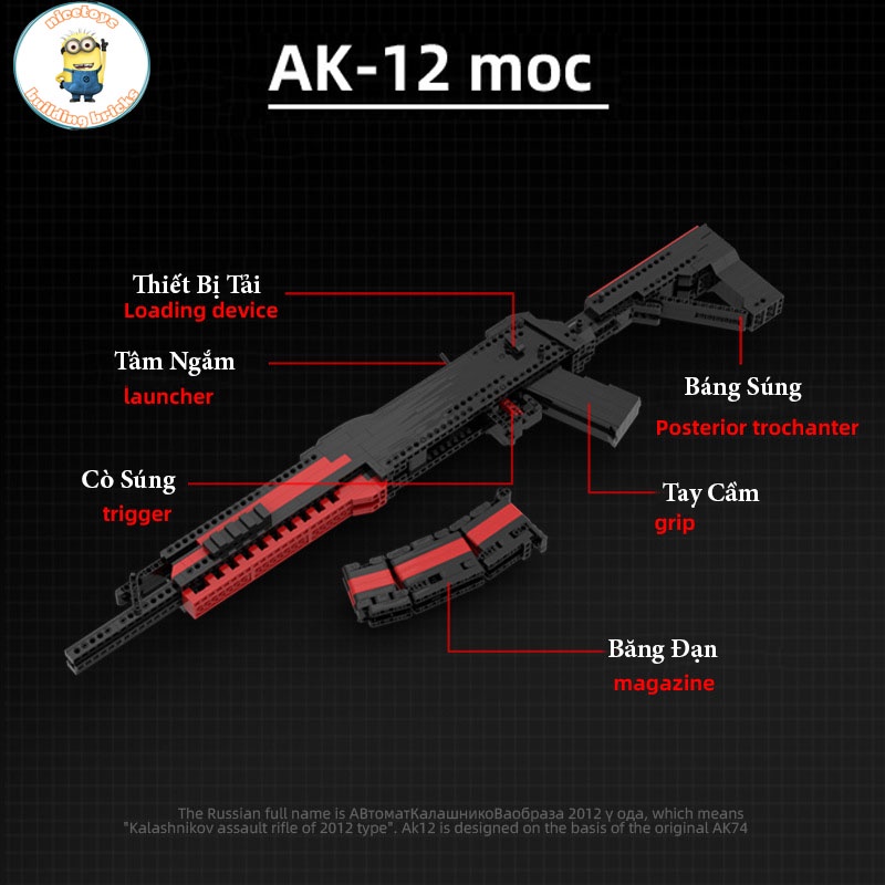 Thanh lí Đồ Chơi Lắp Ráp Kiểu , Free Fire Mô Hình Rifle AK12 ASSIMOV Và AK12 Black  Model.KV003 có tặng xe