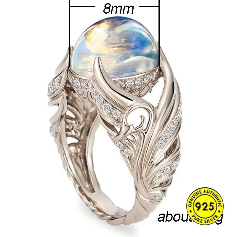 Nhẫn Đính Đá Kim Cương Nhân Tạo Màu Trắng Cho Nữ