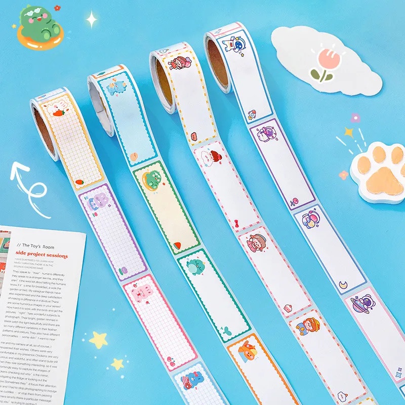 Cuộn 60 Nhãn Dán Ghi Thông Điệp Đa Năng Hình Động Vật Dễ Thương