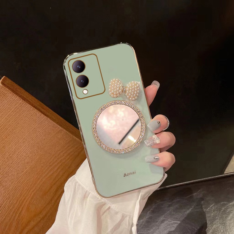 Bao Da Điện Thoại Đính Kim Tuyến Dễ Thương Cho vivo y17s Ốp