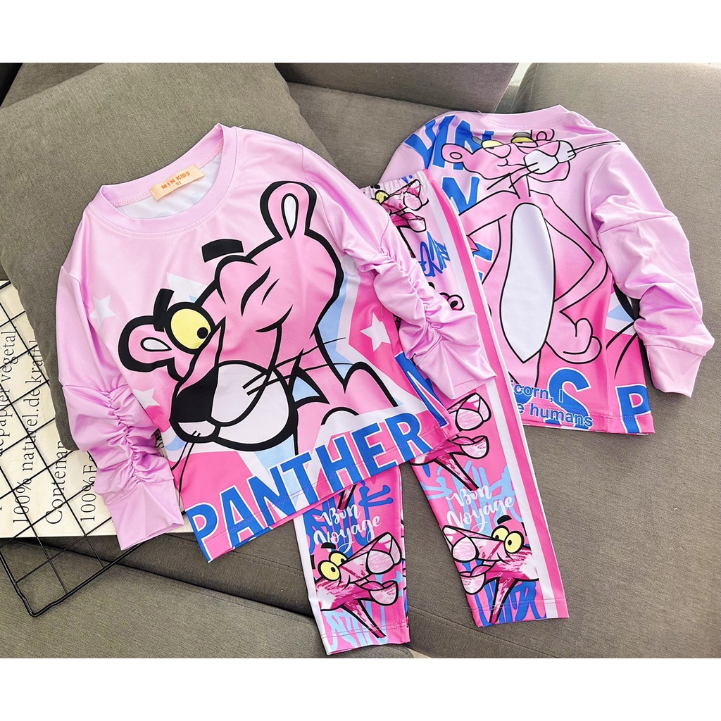 12kg-40kg Đồ bộ dài tay cho bé gái gấu dâu size đại thun lạnh chính phẩm in 3D - bộ thu đông bé gái