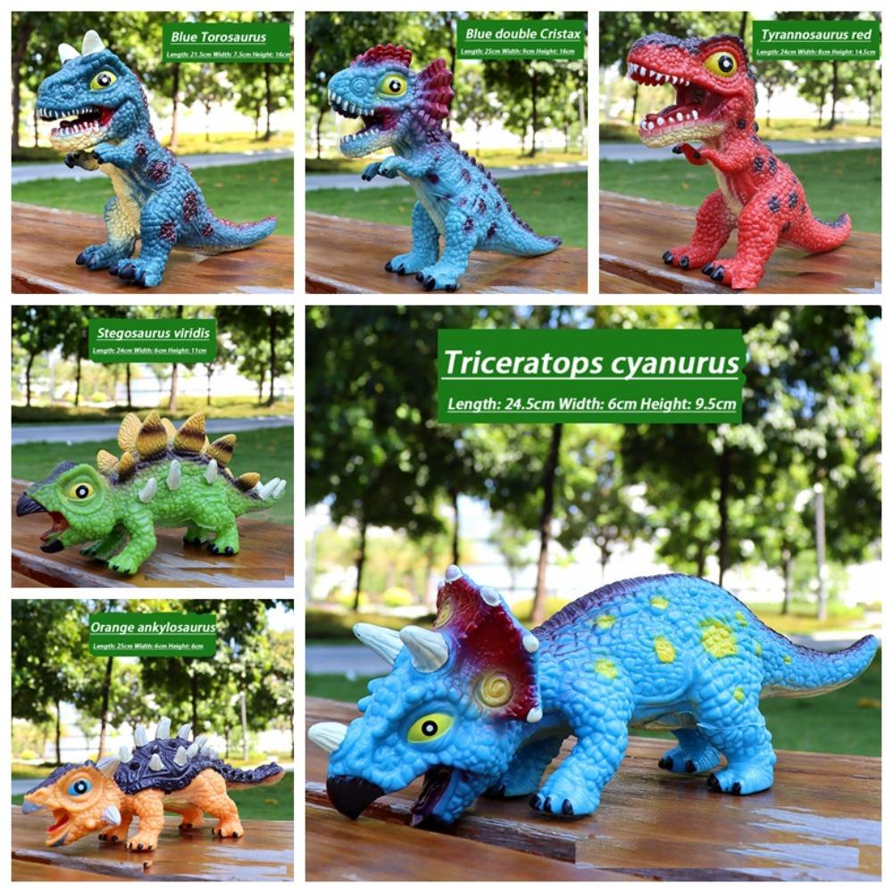 Mmluck Đồ Chơi Mô Hình Khủng Long Bằng Cao Su Mềm Nhiều Màu Sắc Phát Ra Âm Thanh Dành Cho Trẻ Em triceratops