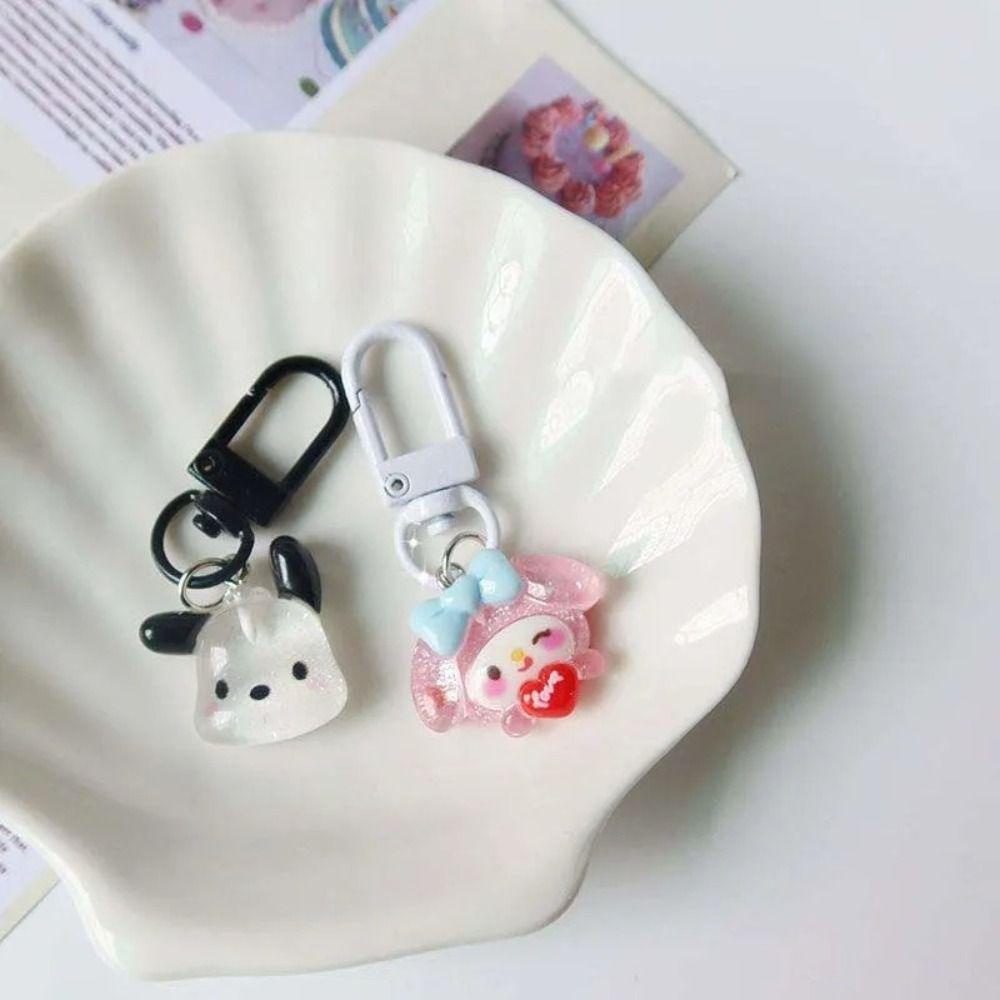 Adames keroppi Móc Khóa acrylic Trong Suốt Mặt Hình pachacco Mèo Lấp Lánh Thời Trang kt melody car