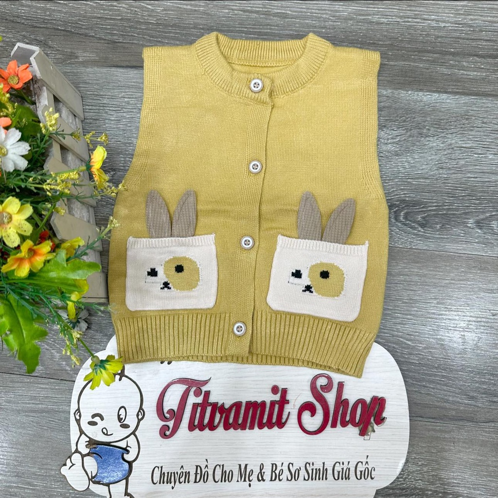 Áo gile len quảng châu tai thỏ cho bé mặc thu đông