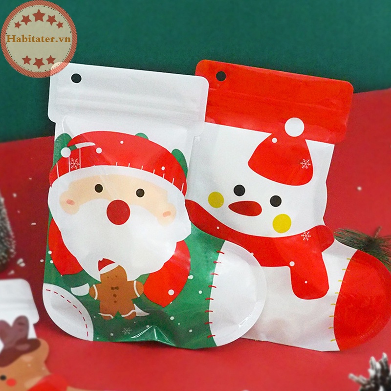 Set 10 Túi Nhựa Đựng Quà Giáng Sinh Dễ Thương