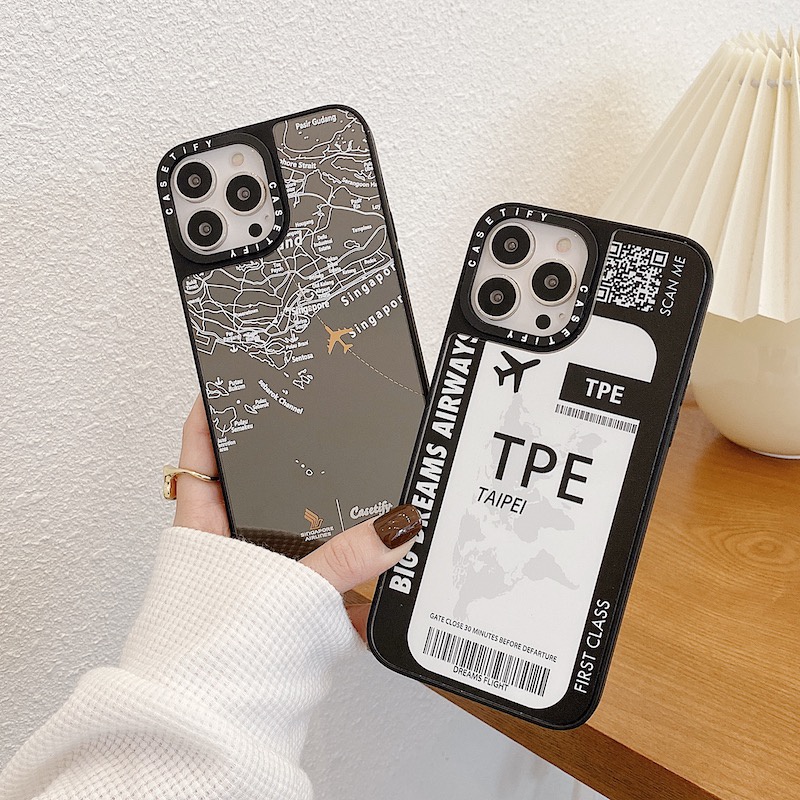 Ốp Điện Thoại Cứng Tráng Gương Hình Vé Máy Bay Cho iphone 15 14 13 12 11 pro max plus