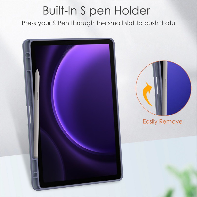 Bao Da Máy Tính Bảng pu Nắp Gập Thông Minh Có Ngăn Đựng Bút Cho Samsung Galaxy Tab S9 FE 10.9 SM-X510 SM-X516B Giá Đỡ