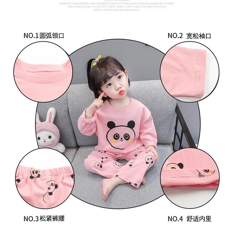 Bộ Đồ Ngủ Tay Dài In Họa Tiết Hoạt Hình Dễ Thương Thời Trang Xuân Thu Cho Bé Gái