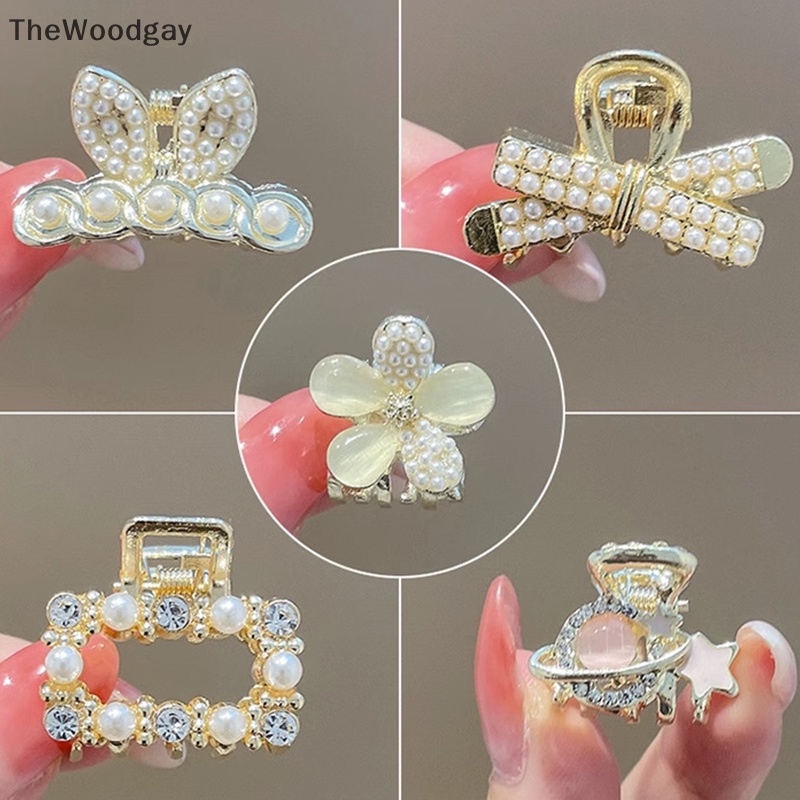 Kẹp Tóc Càng Cua mini Đính Hạt Ngọc Trai Phong Cách retro Cho Nữ