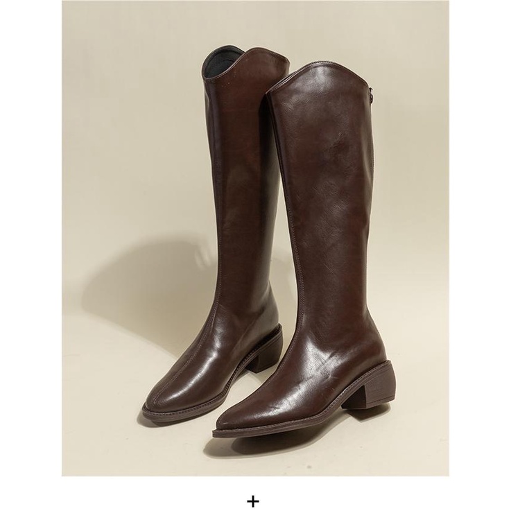 Giày Bốt Cao Bồi Mũi Nhọn Gót Dày Mẫu Mới 2023 Phong Cách Phương Tây Thời Trang Cho Nữ