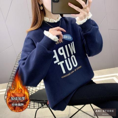 Áo Hoodie Giả Hai Lớp Lót Nhung Dày Dặn Dáng Rộng Thời Trang Thu Đông Mới Cho Nữ