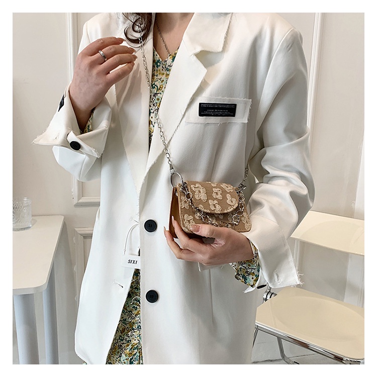 Caiyunyu Túi Xách mini Phối Dây Xích Đeo Vai Cá Tính Cho Nữ