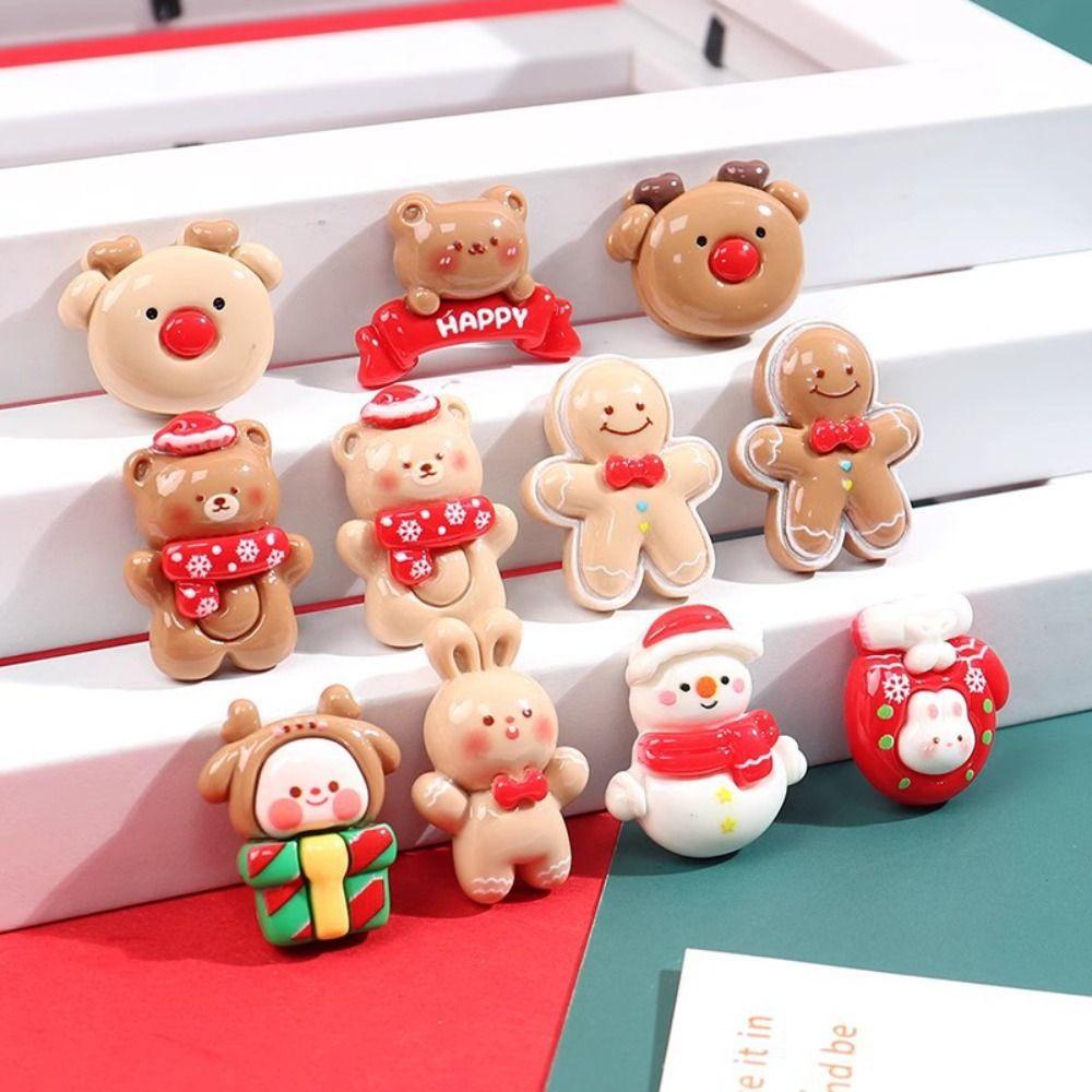 Twinkle Set 10 Hình Dán Trang Trí Giáng Sinh Bằng Nhựa resin Hình Ông Già Noel / Cây Thông / Người Tuyết / cabochons diy