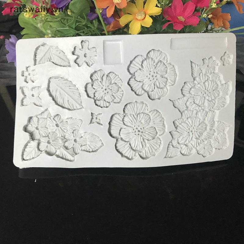1 Khuôn Silicon Hình Hoa Trà Dập Nổi Trang Trí Bánh Kem diy vn