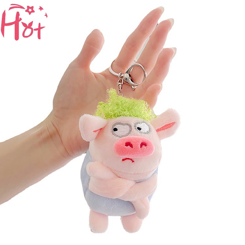 Jr Móc Khóa Hình Chú Heo Nhồi Bông Màu Xanh Lá Dễ Thương