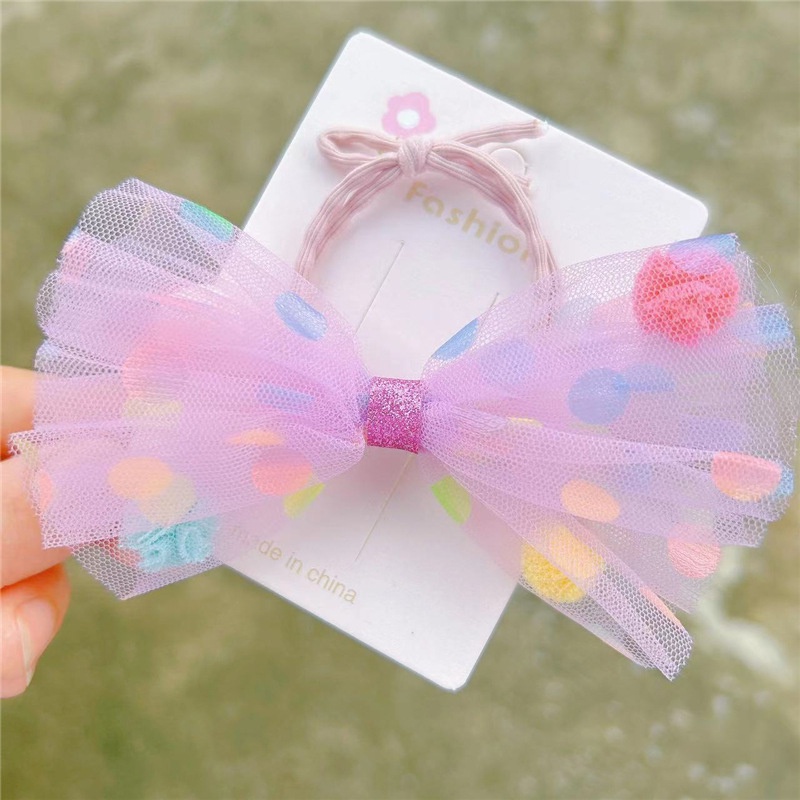 Kẹp Tóc Lưới Co Giãn Thêu Họa Tiết Xinh Xắn Cho Bé Gái