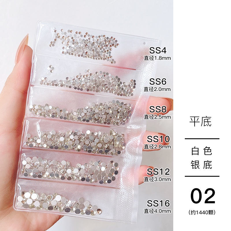 Túi Đựng Hạt Kim Cương / Kim Cương / Đá Kim Cương Thủy Tinh / Kim Cương Nhiều Màu Sắc Đế Phẳng 6 Lỗ ab